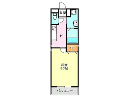 ラ・メール富田林本町 A棟(1K/1階)の間取り写真