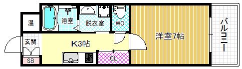 ルミエール野田阪神新館(1K/2階)の間取り写真