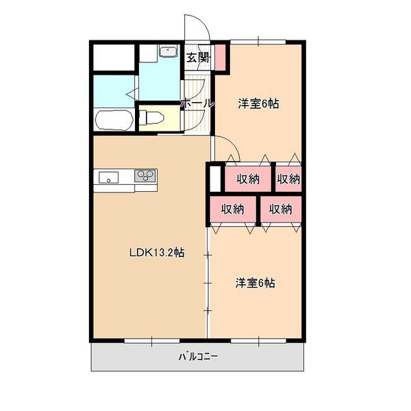 メゾン殿岡21(2LDK/3階)の間取り写真