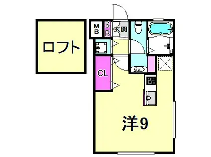 ブリストル(ワンルーム/3階)の間取り写真