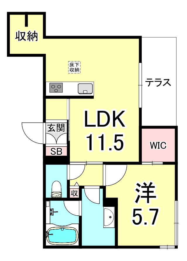 シャーメゾンガーデンズ旭が丘II(1LDK/1階)の間取り写真