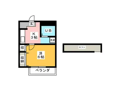 鵠沼シーサイドテラス(1K/2階)の間取り写真