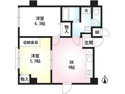 ルミエールアイたまプラーザ(2DK/1階)の間取り写真