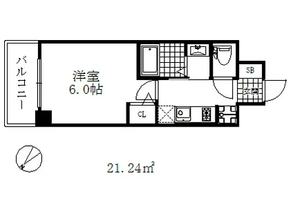 エステムコート神戸元町2グレイド(1K/4階)の間取り写真