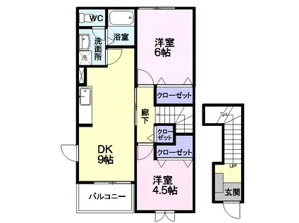 サンホワイト(2DK/2階)の間取り写真