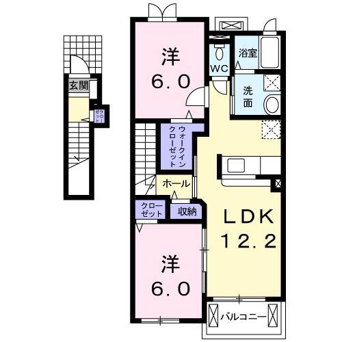 ＪＲ横浜線 淵野辺駅 バス乗車時間：12分 最寄りバス停で下車 徒歩3分 2階建 築14年(2LDK/2階)の間取り写真