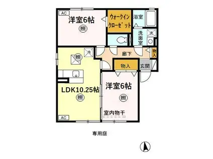 ノイエ・シュタットA 高萩町(2LDK/1階)の間取り写真