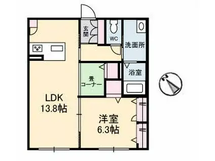 サンシティ水野(1LDK/1階)の間取り写真