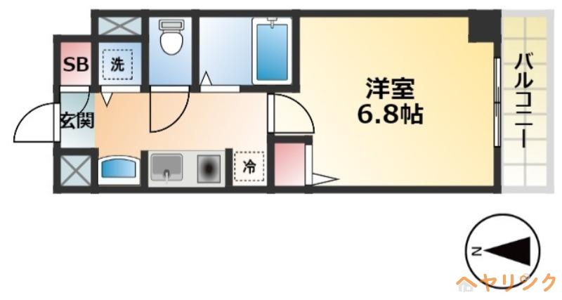 ライジングコート名古屋駅前東(1K/7階)の間取り写真