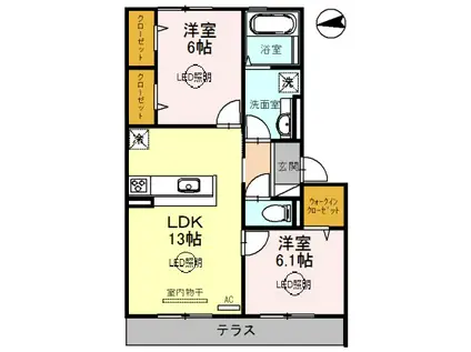 CREST K(2LDK/1階)の間取り写真