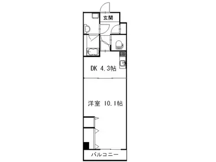 グラシア 幟町(1DK/8階)の間取り写真