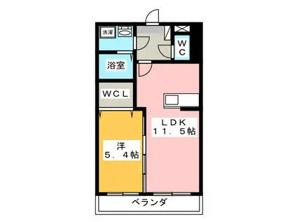 メイプルリーフ(1LDK/2階)の間取り写真