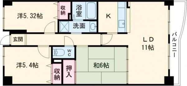 アイビー館(3LDK/2階)の間取り写真