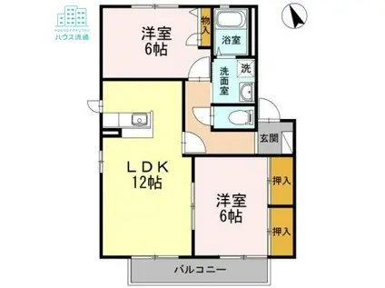 ディアス須田ノ木 B棟(2LDK/2階)の間取り写真