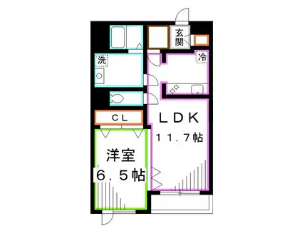 ブライト井の頭A(1LDK/1階)の間取り写真