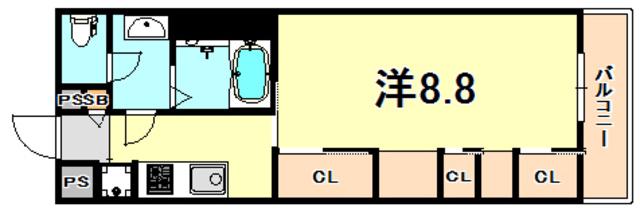 リブリ・シーサイドコート芦屋(1K/2階)の間取り写真