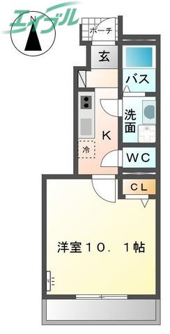 アイリス笹川(1K/1階)の間取り写真