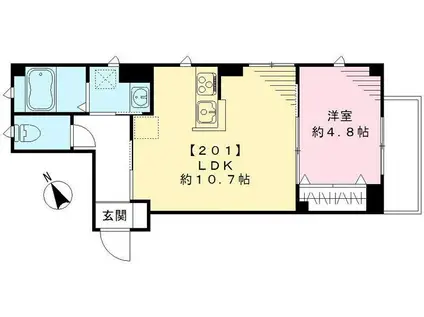 ラシーネ荻窪(1LDK/2階)の間取り写真