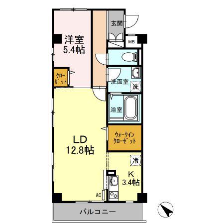 LA・NATURE(1LDK/2階)の間取り写真