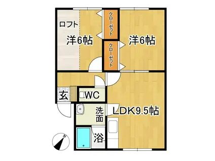 ガーデン広野III(2LDK/2階)の間取り写真