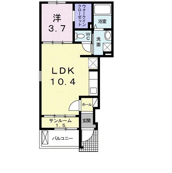 ラ・メゾン(1LDK/1階)の間取り写真