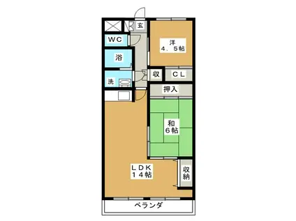 GRAND PA RISE(2LDK/1階)の間取り写真