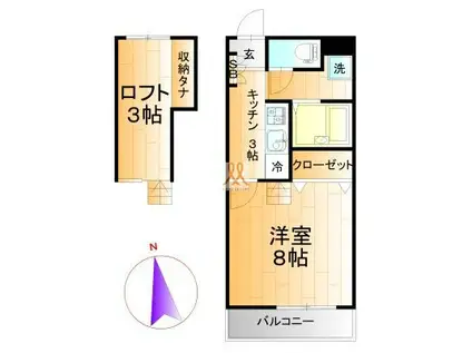 セレーノHAGA A棟(1K/1階)の間取り写真