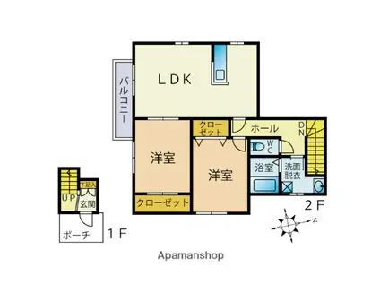 アムール姪浜(2LDK/2階)の間取り写真