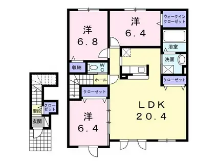 ホーリィホック(3LDK/2階)の間取り写真