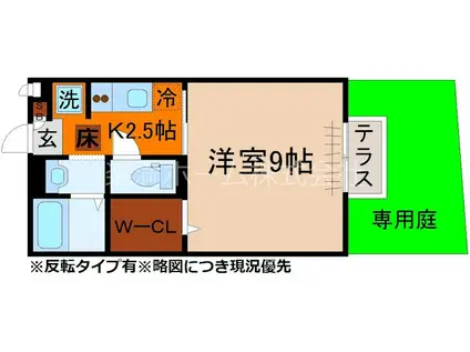 セジュールKAMINS(1K/1階)の間取り写真
