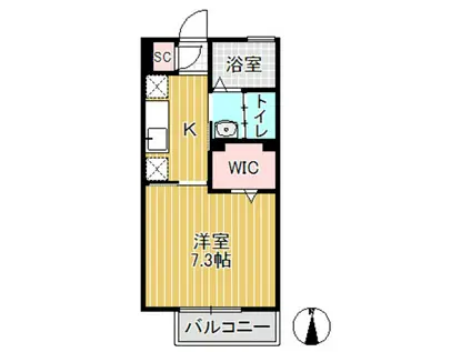 ファインコートIII B棟(1K/1階)の間取り写真