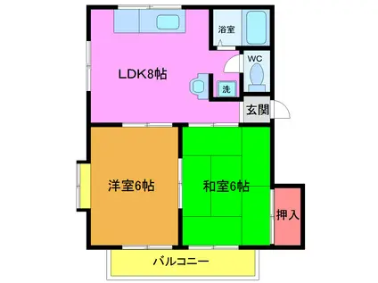 ハイム斉彰(2LDK/2階)の間取り写真