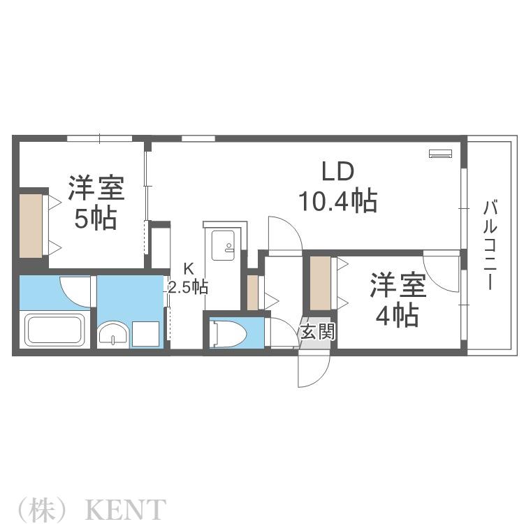 プエンテ発寒(2LDK/1階)の間取り写真