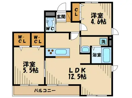 静苑テラス(2LDK/1階)の間取り写真