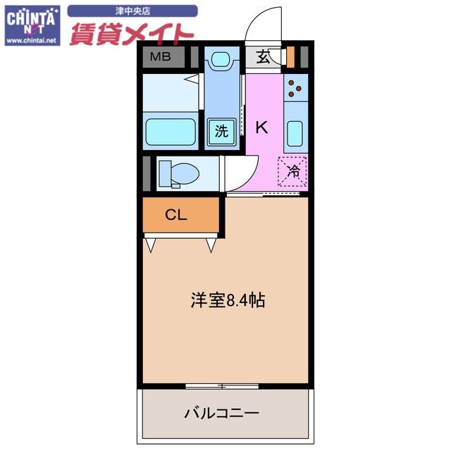 ファインテラス(1K/4階)の間取り写真