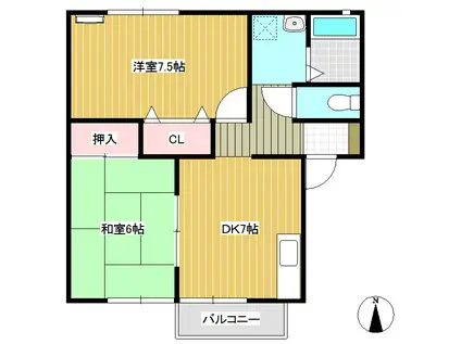 桜井荘(2DK/1階)の間取り写真