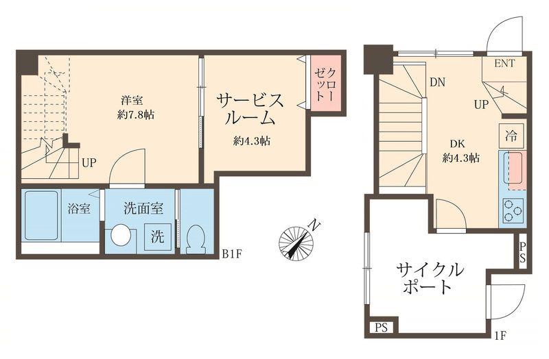 スフィア日本橋富沢町(1SDK/1階)の間取り写真