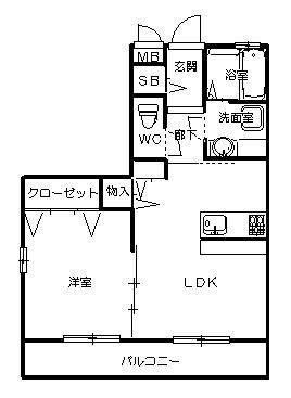 ロイヤルヒルズ武田(1LDK/1階)の間取り写真