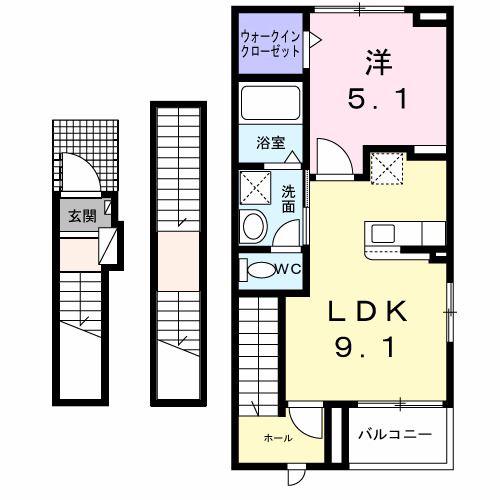 ベルソレイユ青木(1LDK/3階)の間取り写真
