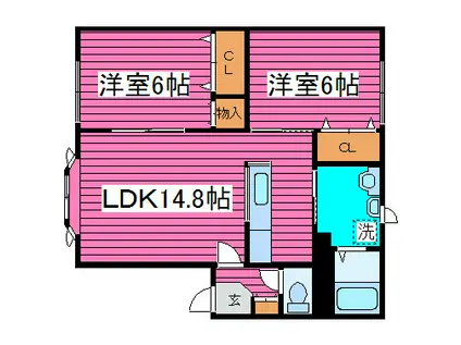 アマランス伏古(2LDK/2階)の間取り写真