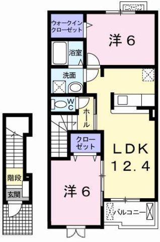 サンリットヴィラA(2LDK/2階)の間取り写真