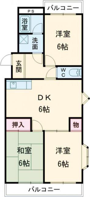 パークヒルズささめ(3DK/3階)の間取り写真