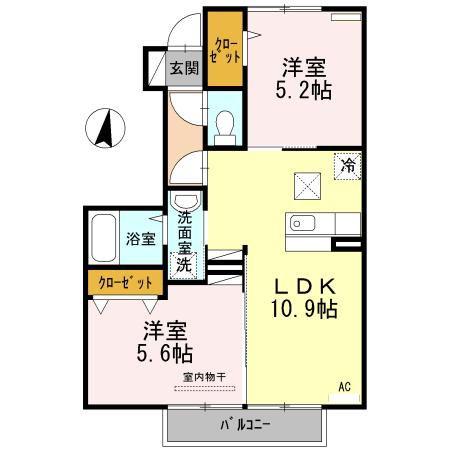 コンフォートハウス大和B(2LDK/1階)の間取り写真