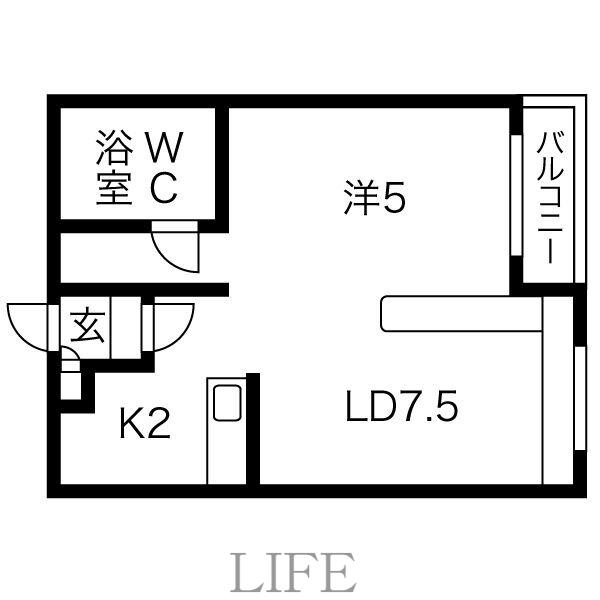 ハウスオブリザ平岸壱番館(1LDK/2階)の間取り写真