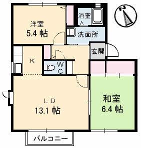ラフォーレA(2LDK/2階)の間取り写真