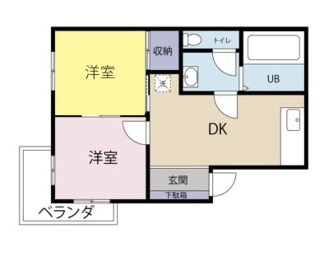 クロノス四之宮(2DK/3階)の間取り写真