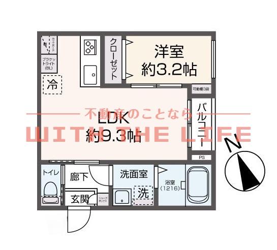 DELICA花畑(1LDK/1階)の間取り写真