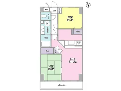 ハートランドビル(2LDK/1階)の間取り写真