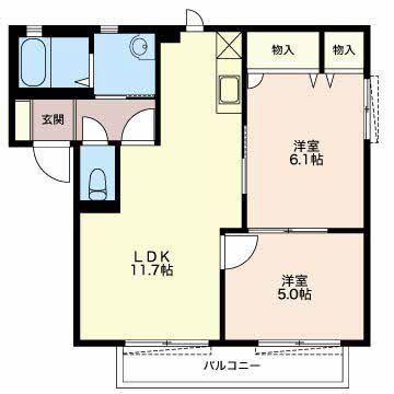 サニーユアーズ・FK D棟(2LDK/2階)の間取り写真