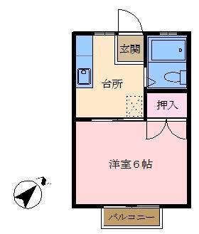 矢富ハイツ(1K/2階)の間取り写真